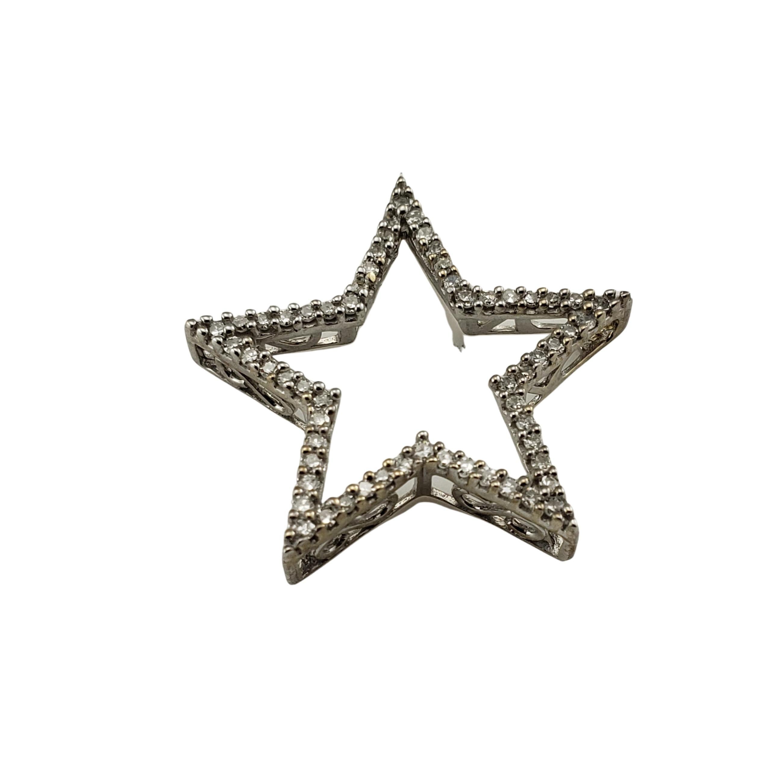 Single Cut Vintage 10 Karat White Gold and Diamond Star Pendant For Sale