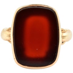Vintage 10 Karat Yellow Gold and Carnelian Ring