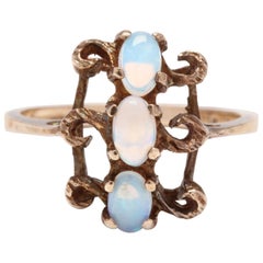Vintage 10 Karat Yellow Gold and Opal Statement Ring
