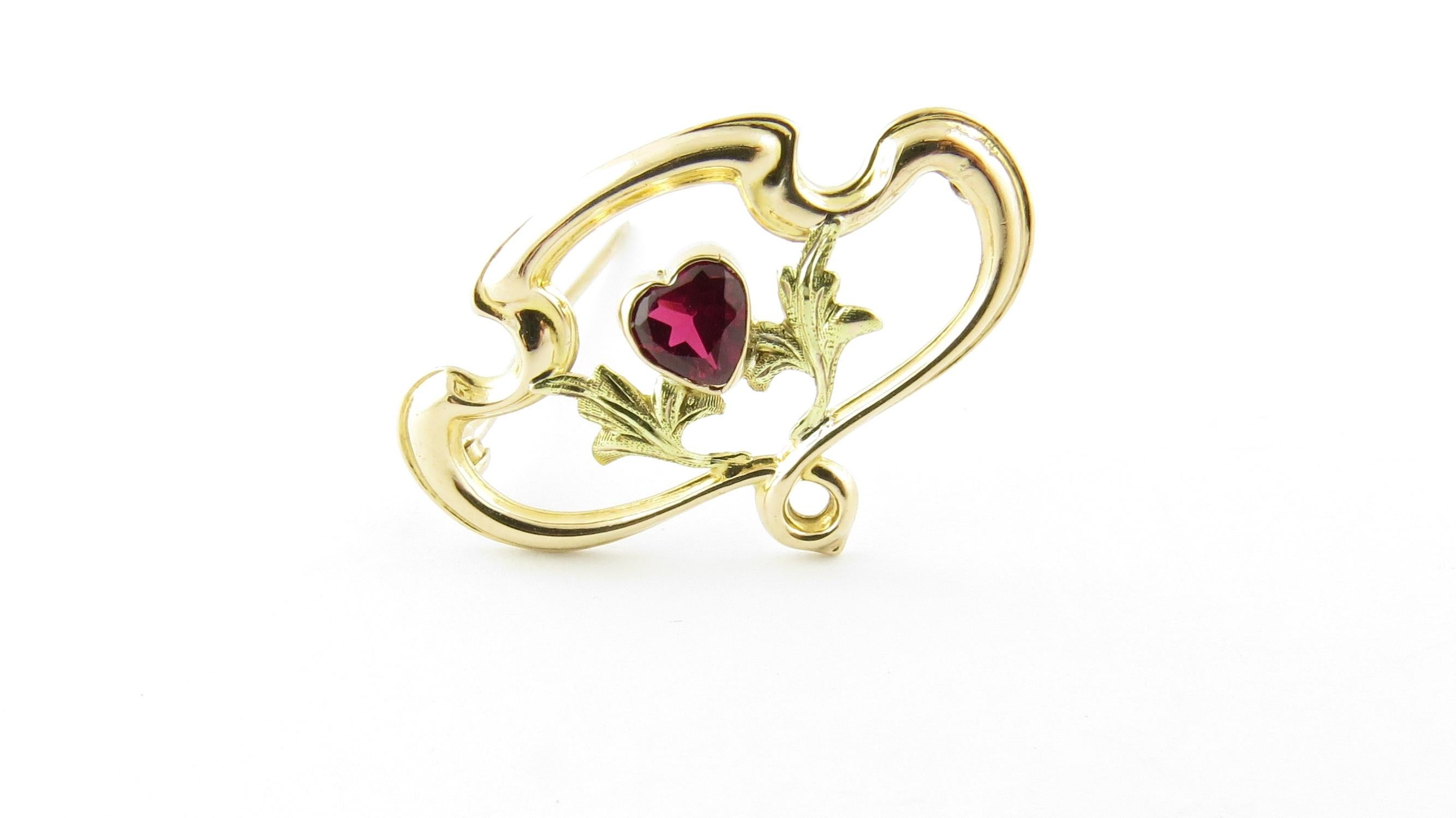 Vintage 10 Karat Yellow Gold and Synthetic Ruby Brooch or Pin #4353 3