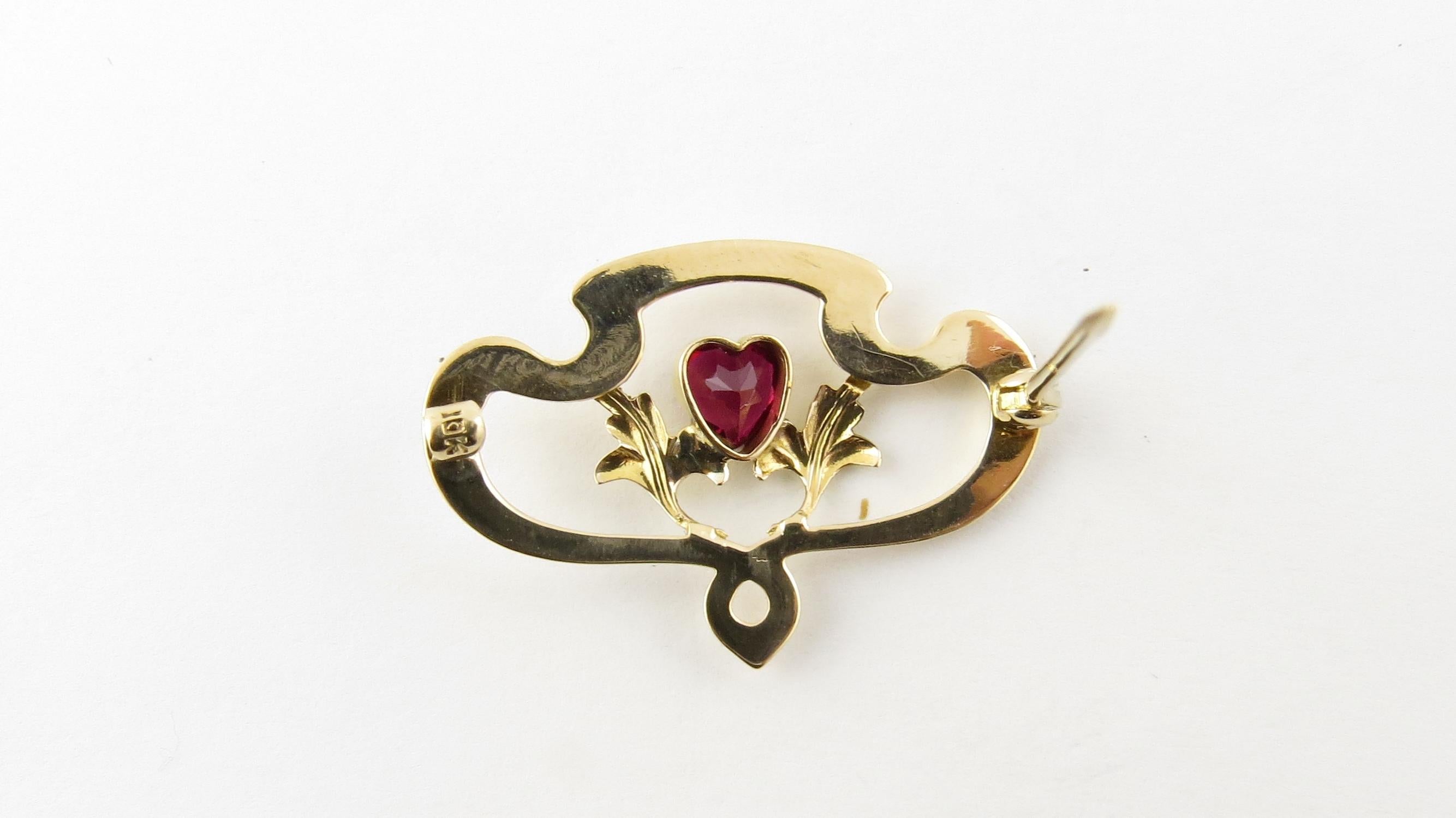 Vintage 10 Karat Yellow Gold and Synthetic Ruby Brooch or Pin #4353 4