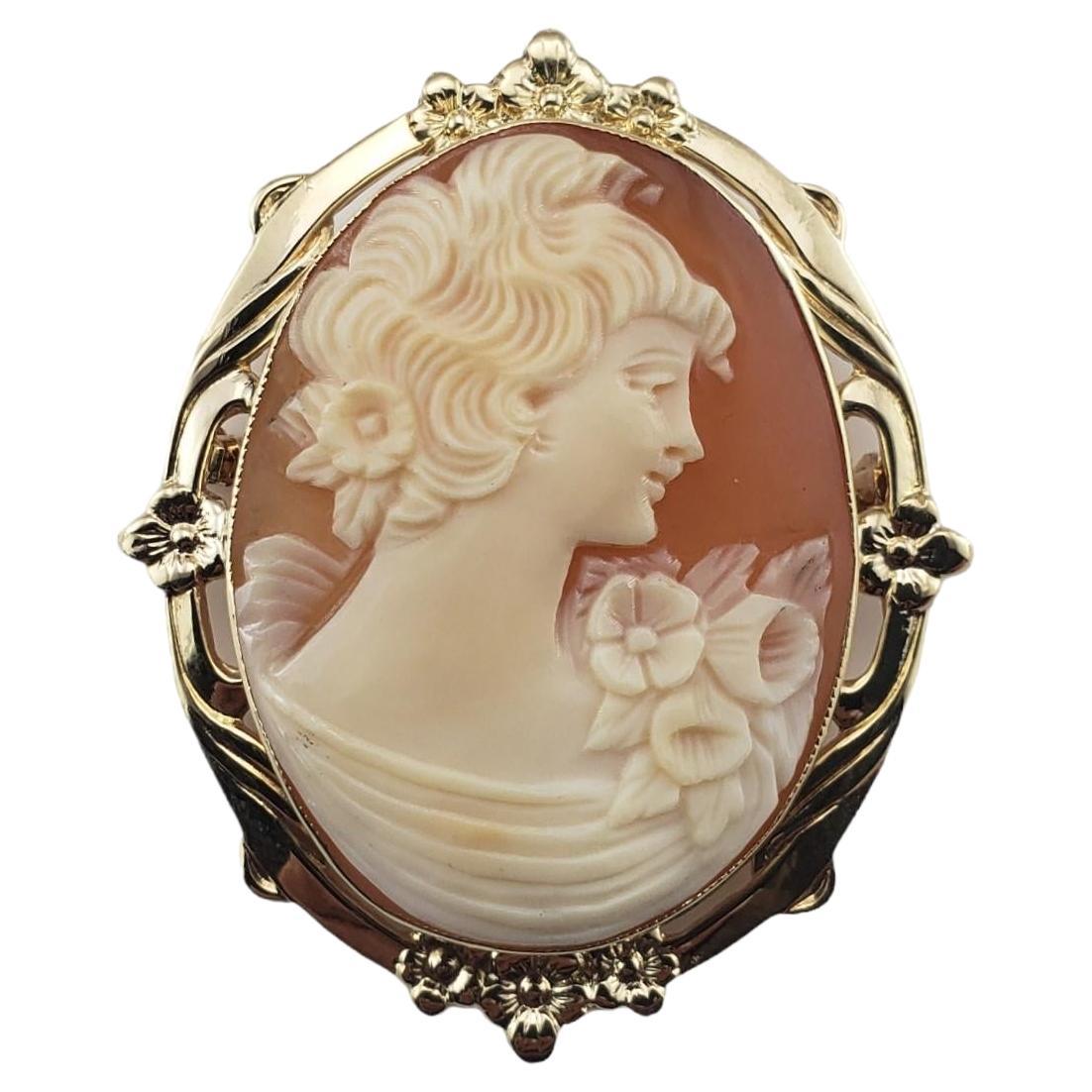 Vintage 10 Karat Yellow Gold Cameo Brooch/Pendant #15311 For Sale