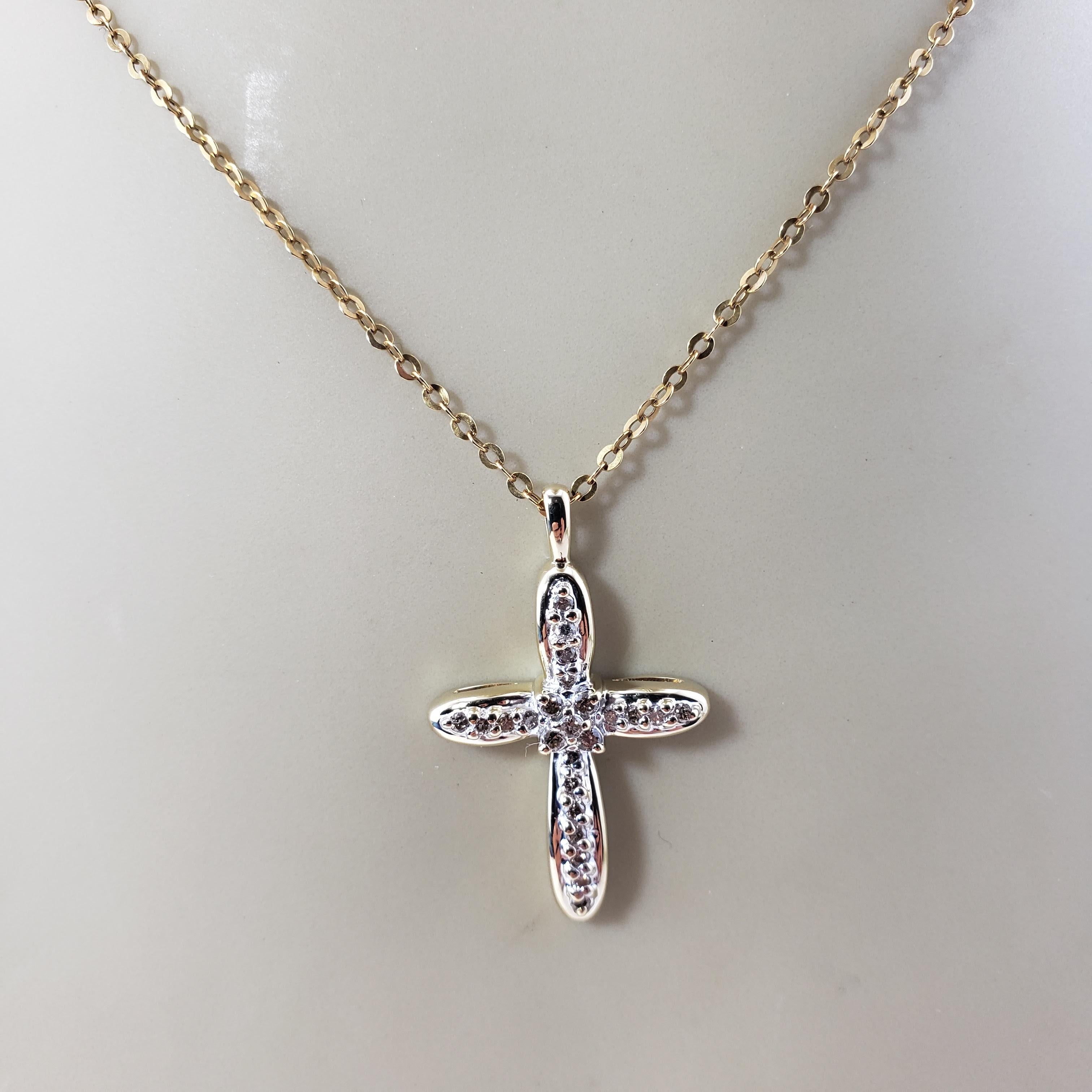 Vintage 10 Karat Yellow Gold Diamond Cross Pendant For Sale 1