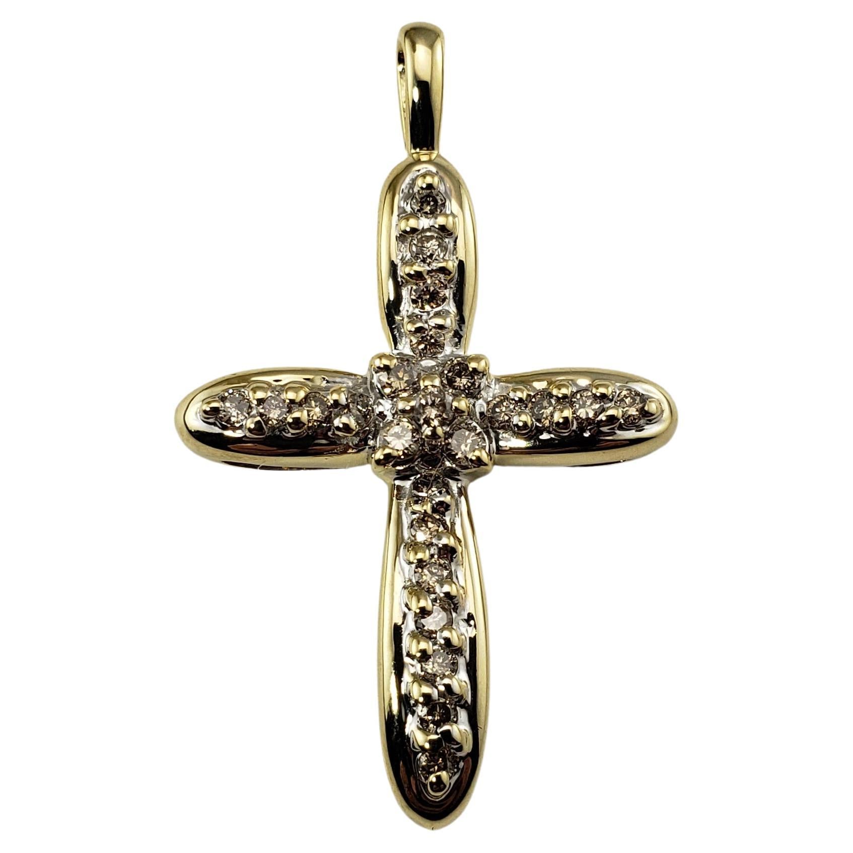 Vintage 10 Karat Yellow Gold Diamond Cross Pendant