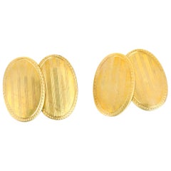 Vintage 10 Karat Yellow Gold Oval Cufflinks