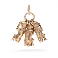 Vintage 10 Karat Yellow Gold Three Wise Monkeys Charm / Pendant