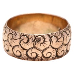 Vintage 10 Karat Yellow Gold Wide Swirl Band