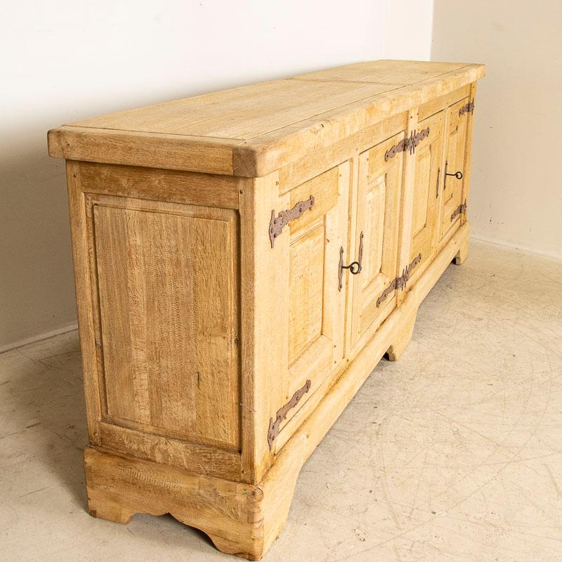 Wood Vintage Bleached Oak Sideboard Buffet from France