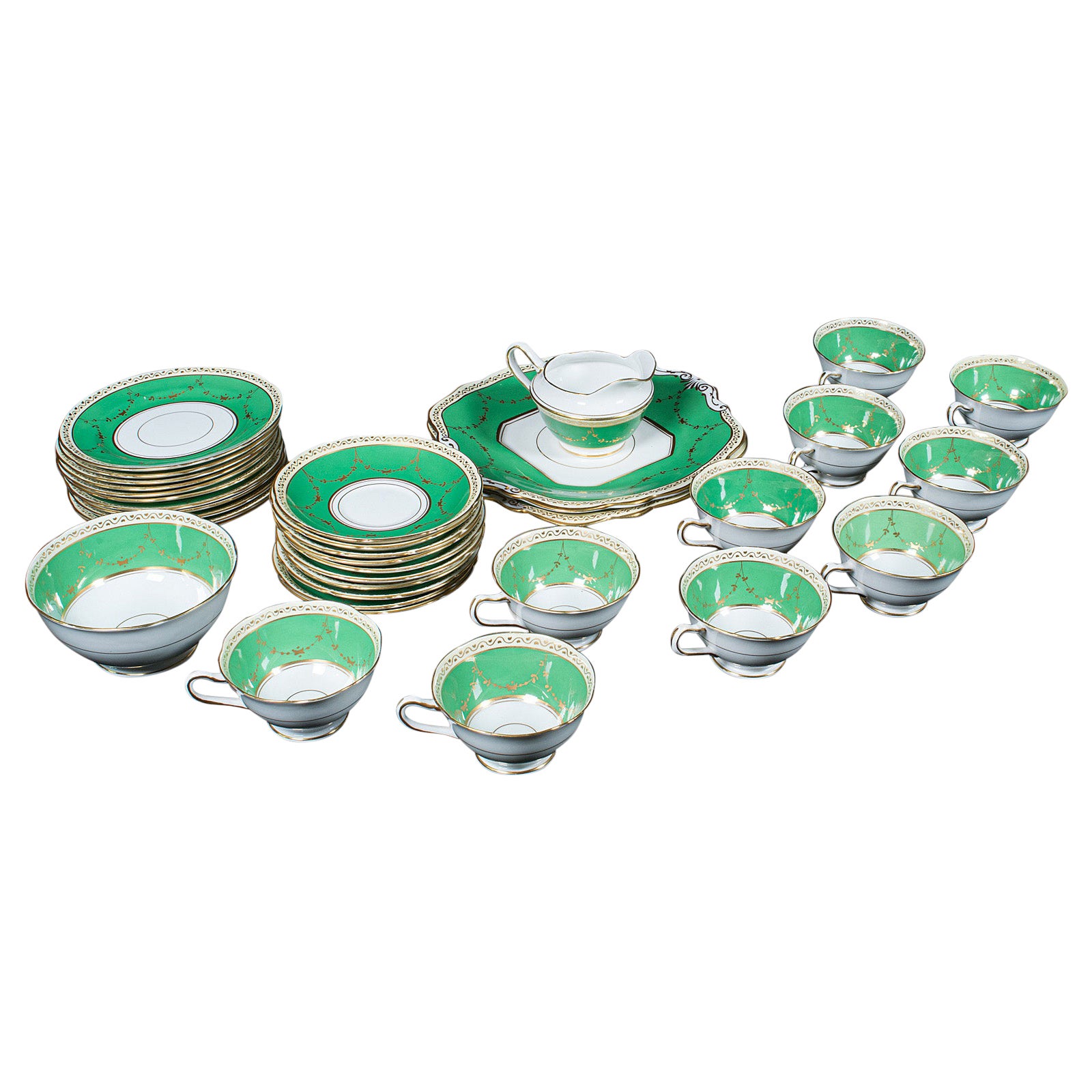 Set da tè vintage per 10 persone, inglese, ceramica, servizio pomeridiano, Waring & Gillows