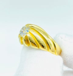 Vintage 1.00 Carat Natural Diamond Gent's 18k Gold Ring