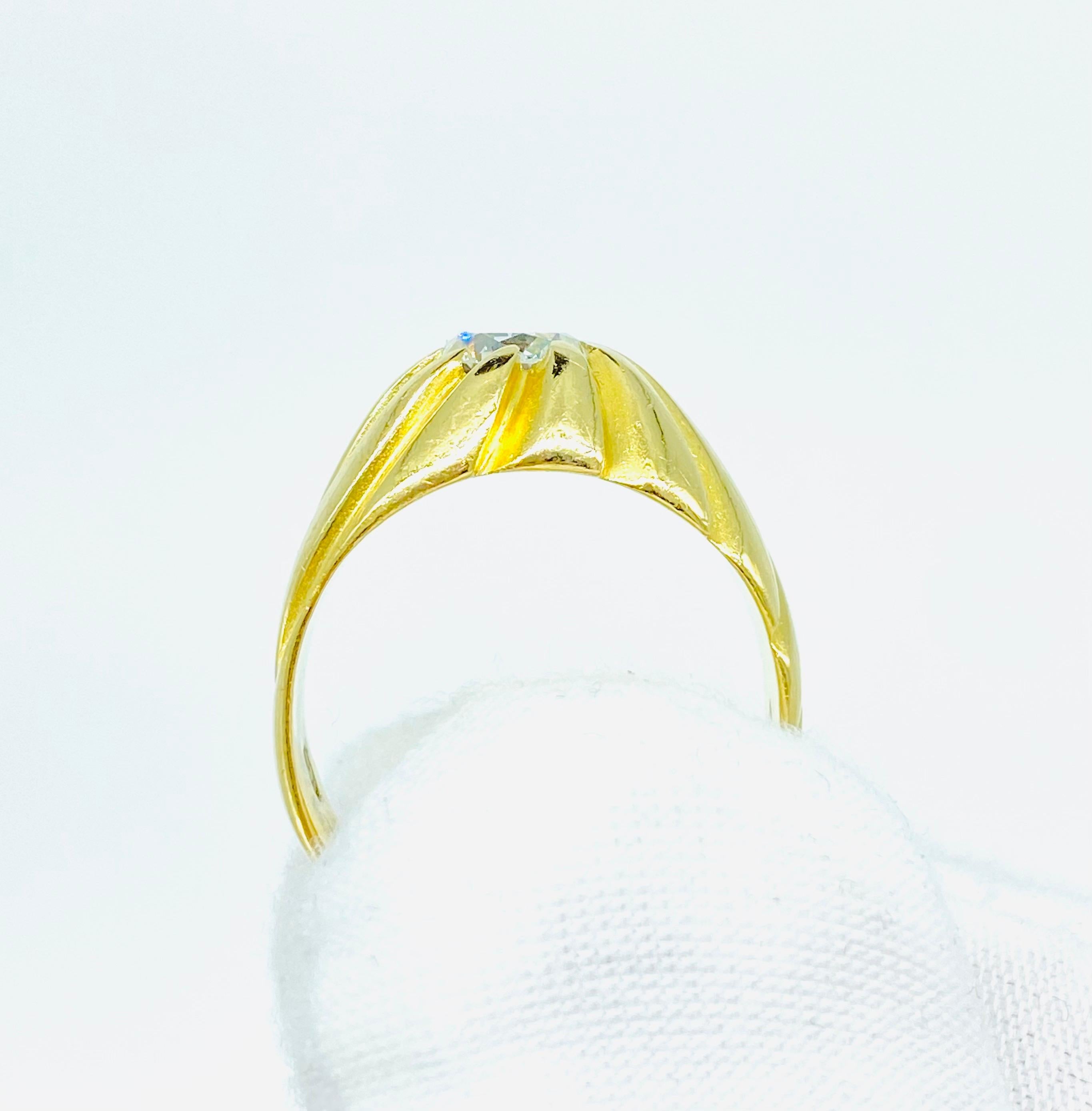 Bague Vintage 1.00 Carat Natural Diamond Gent's 18k Gold Ring Excellent état - En vente à Miami, FL