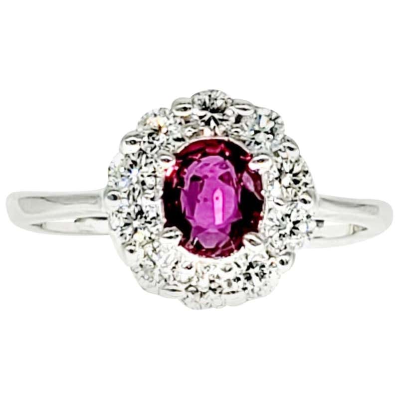 Natural Diamond Marquise Ruby Ring 14K Gold Vintage Cocktail For Sale ...