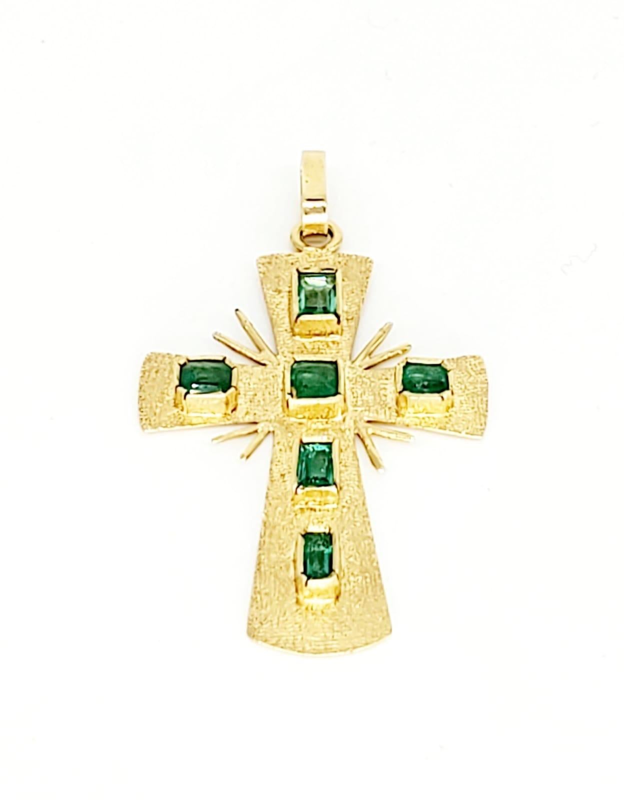 emerald gold cross pendant