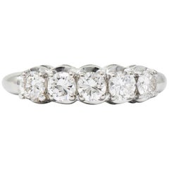 Vintage 1.00 Carat Diamond 14 Karat White Gold 5-Stone Ring