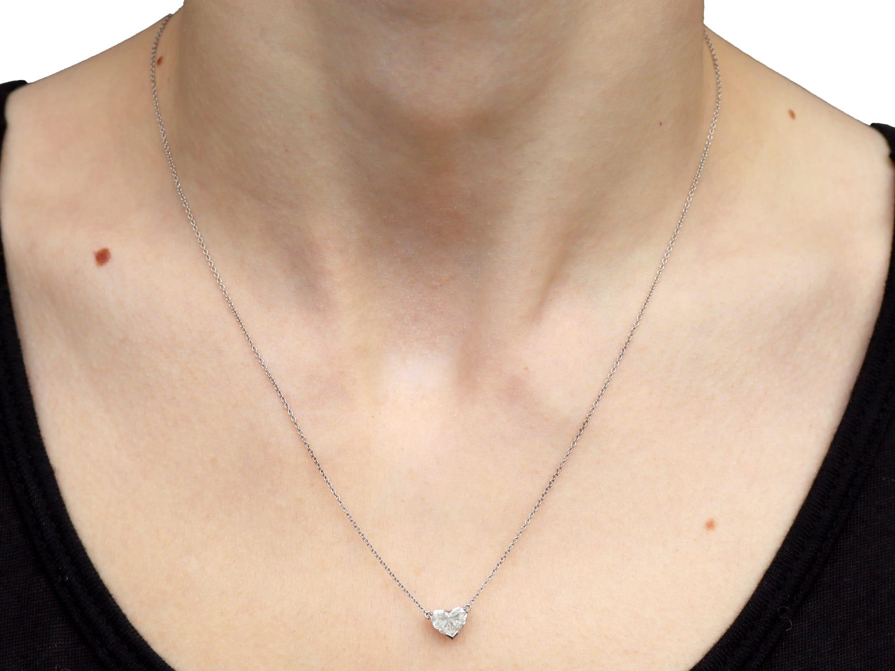 Vintage 1.00 Carat Heart Cut Diamond Solitaire Pendant For Sale 7