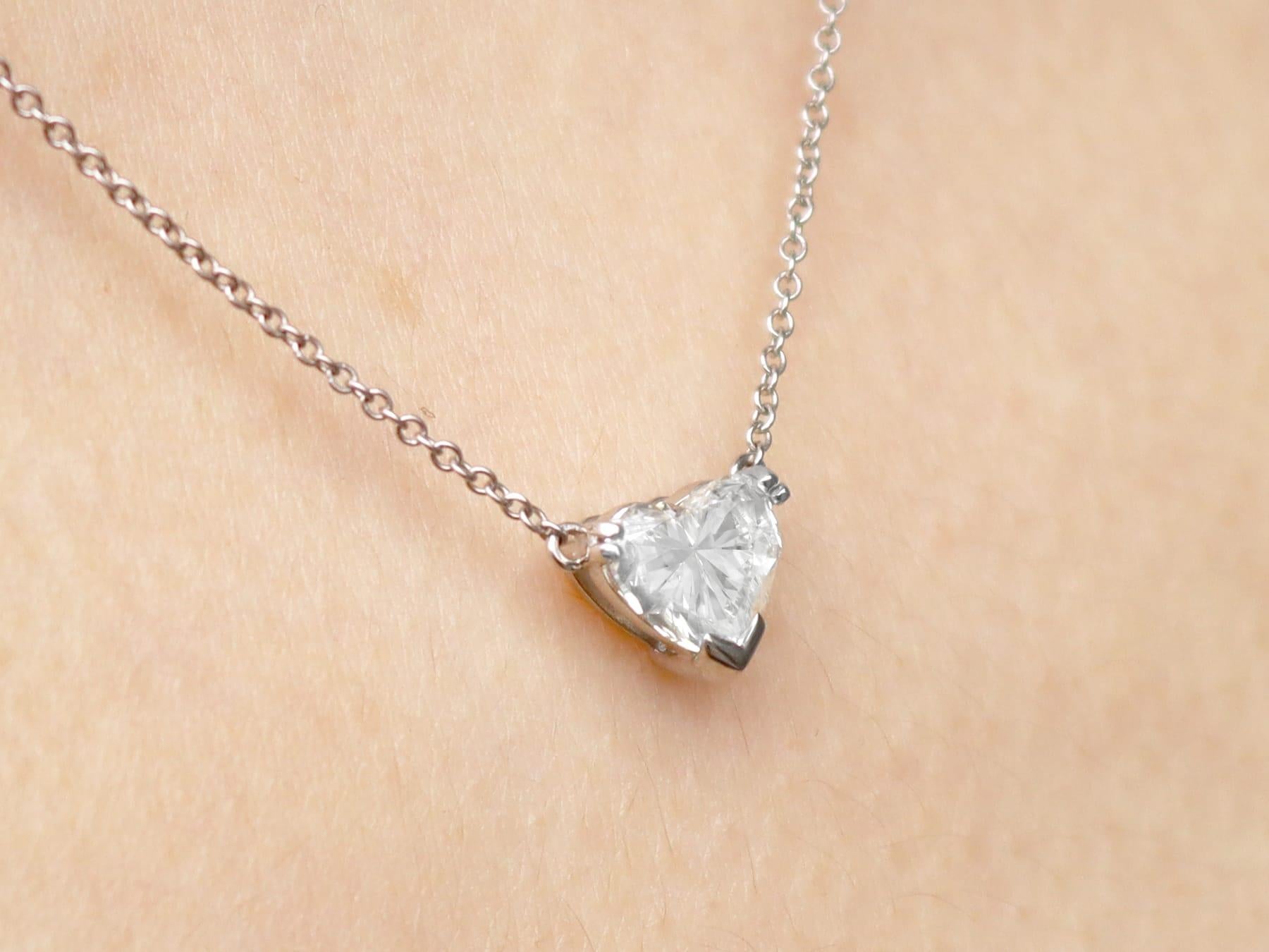 Vintage 1.00 Carat Heart Cut Diamond Solitaire Pendant For Sale 8