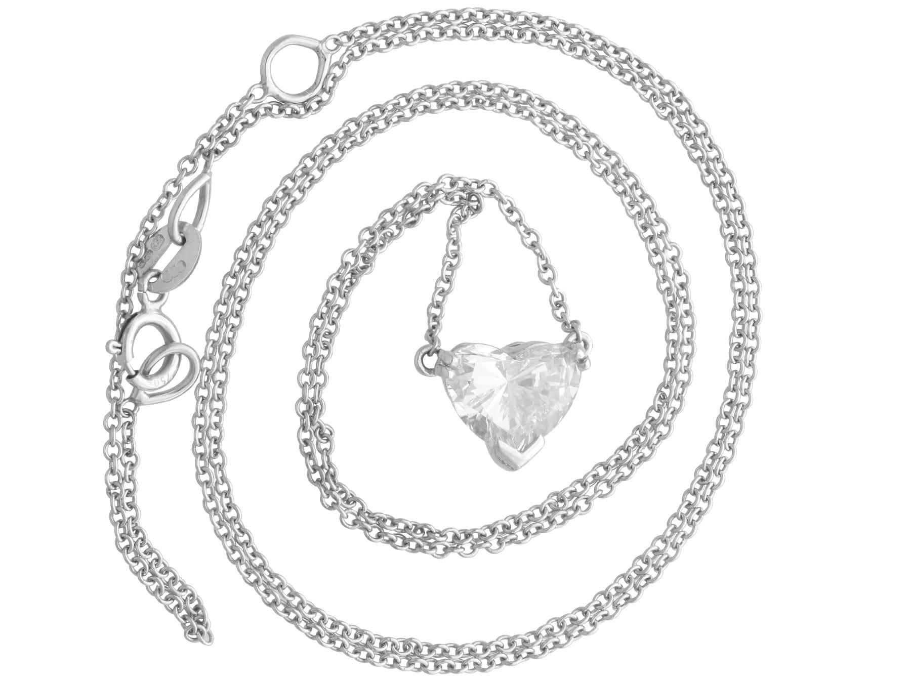 Vintage 1.00 Carat Heart Cut Diamond Solitaire Pendant For Sale 2