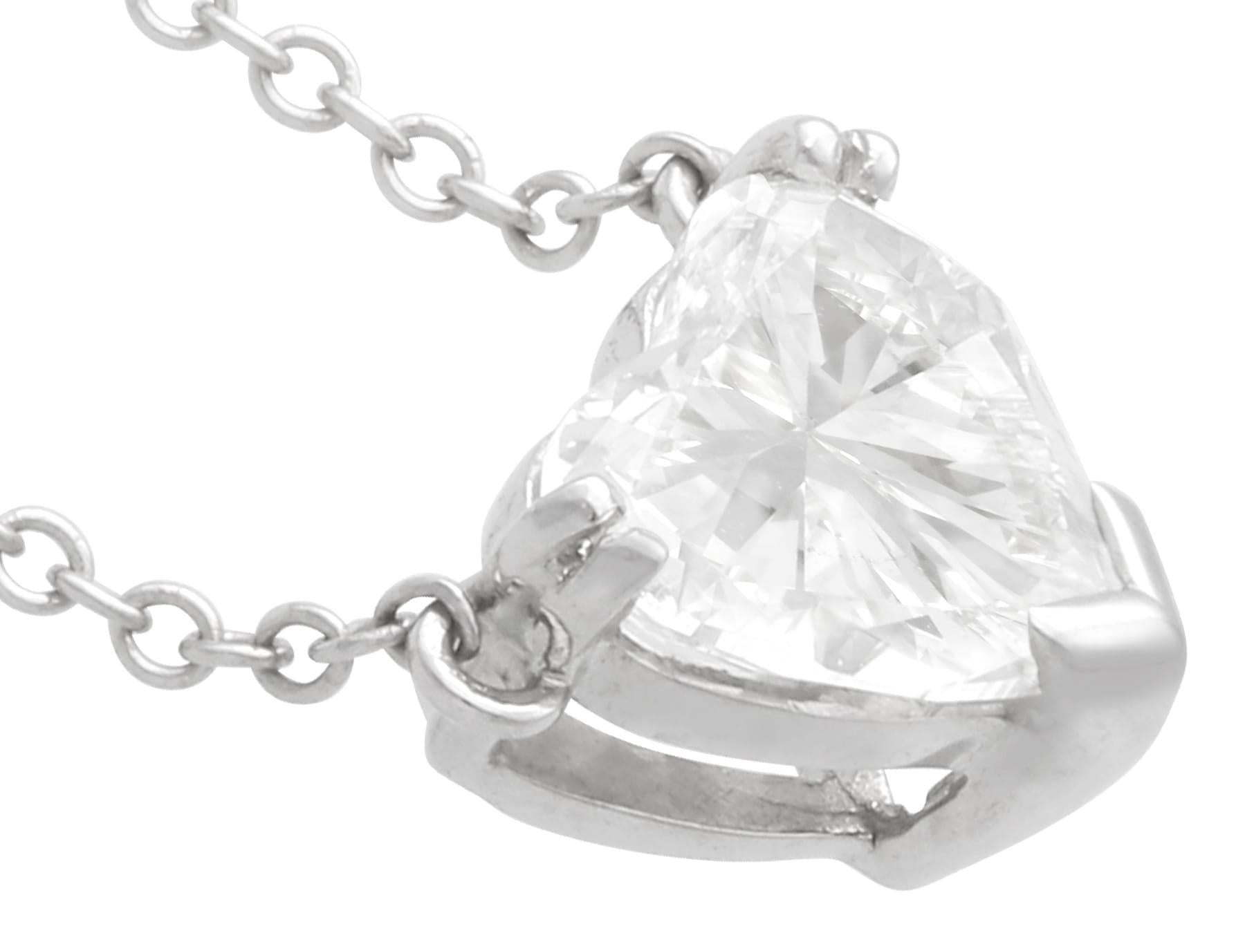 Vintage 1.00 Carat Heart Cut Diamond Solitaire Pendant For Sale 3