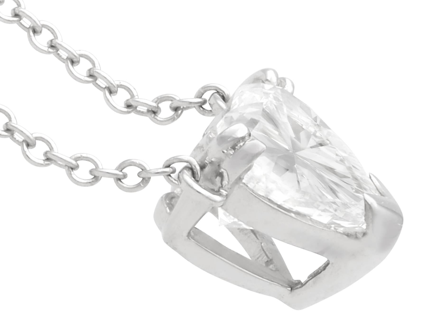 Vintage 1.00 Carat Heart Cut Diamond Solitaire Pendant For Sale 4