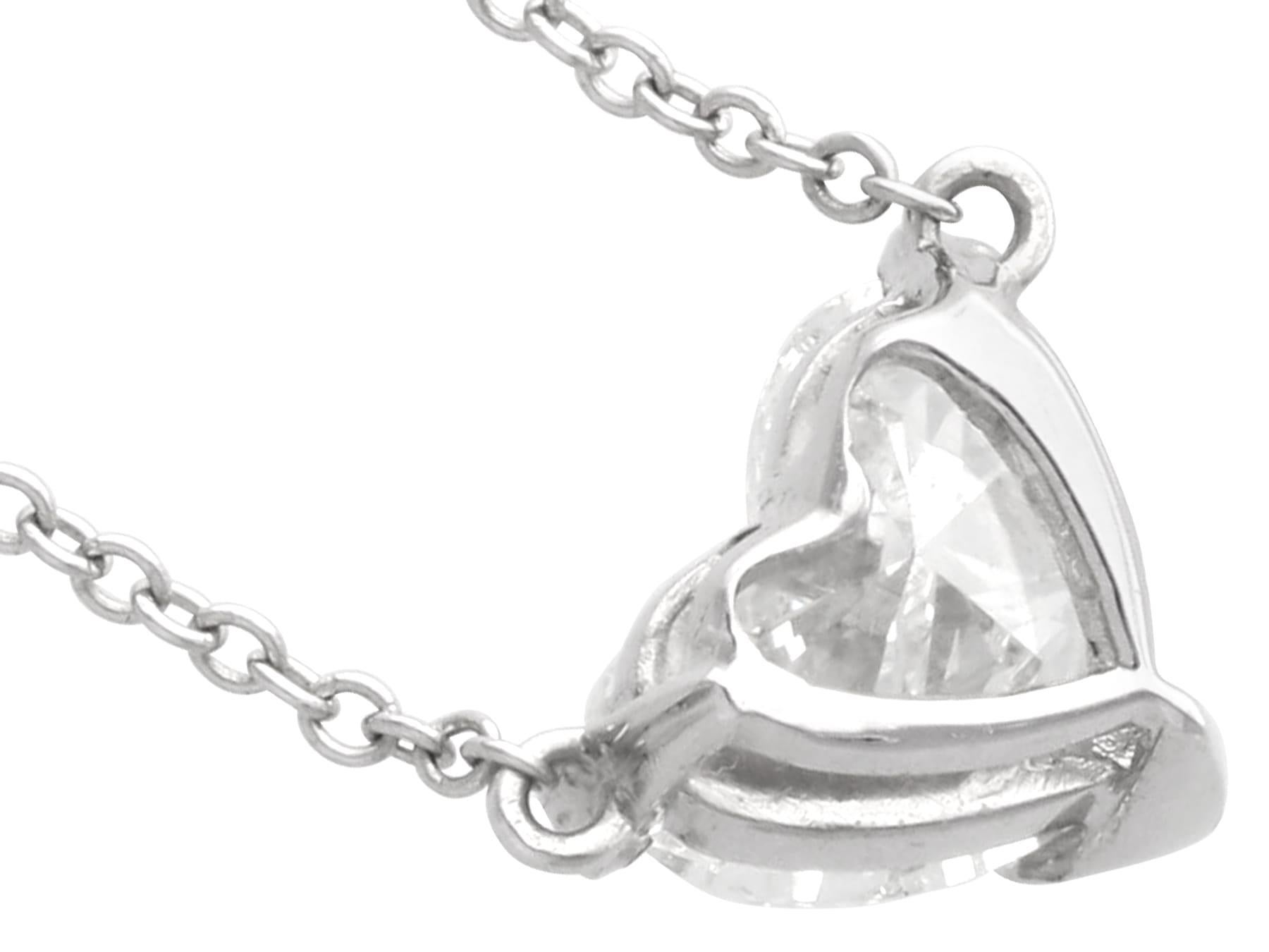 Vintage 1.00 Carat Heart Cut Diamond Solitaire Pendant For Sale 5