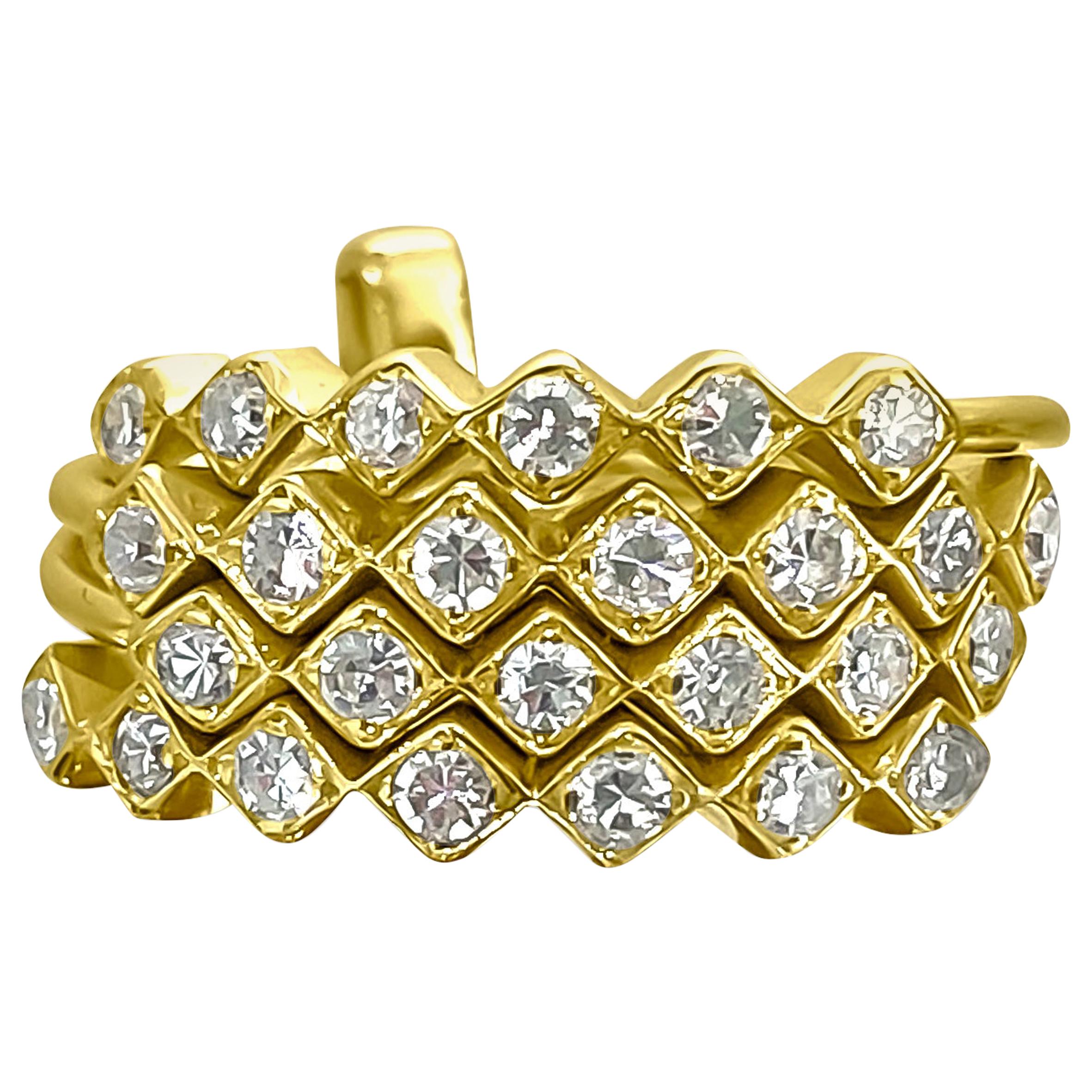 Vintage 1.00 Carat Diamond Stackable Ring 14 Karat Yellow Gold For Sale