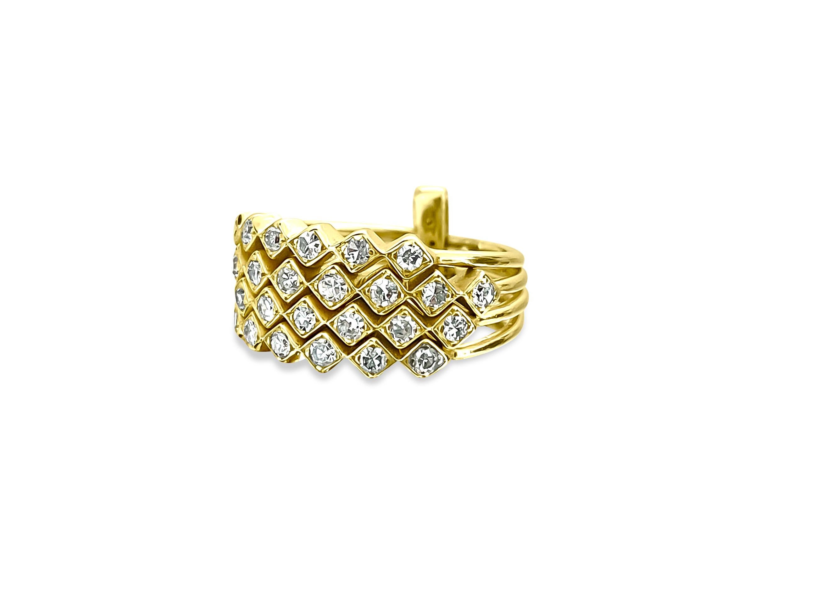 Step into timeless elegance with this vintage 14k yellow gold stack ring adorned with 1.00 carat total of dazzling round brilliant cut diamonds. Each gem, boasting VS clarity and G color, is a genuine and naturally mined treasure.

Key