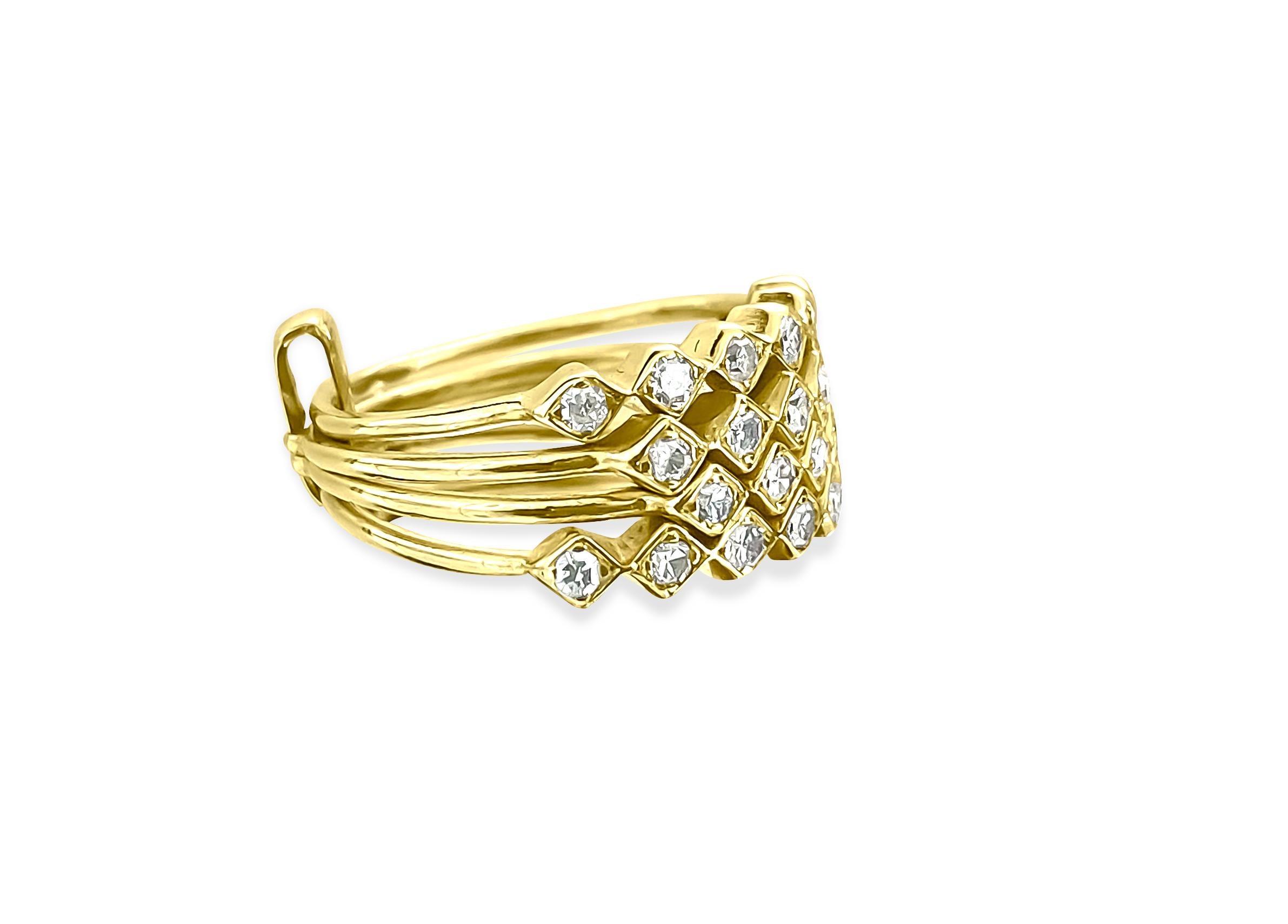 Stapelbarer Vintage-Ring aus 14k Gold mit 1,00 Karat Diamanten (Retro) im Angebot