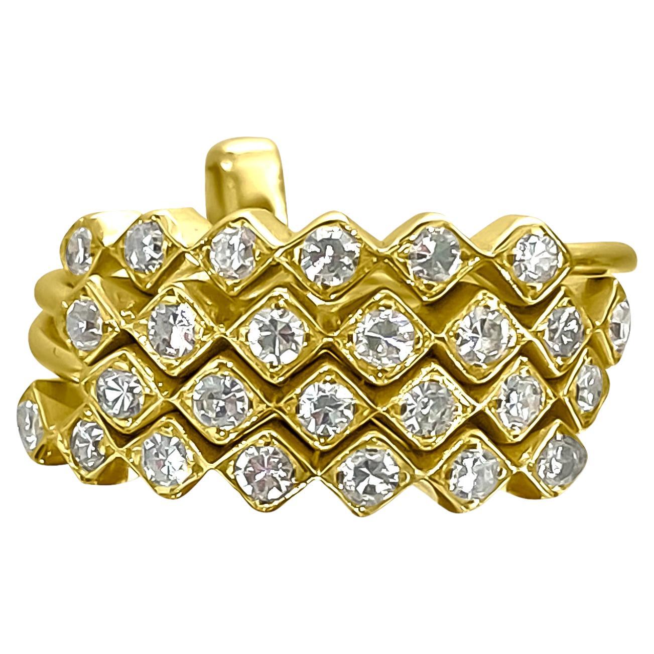 Bague empilable vintage en or 14 carats avec diamants de 1,00 carat en vente