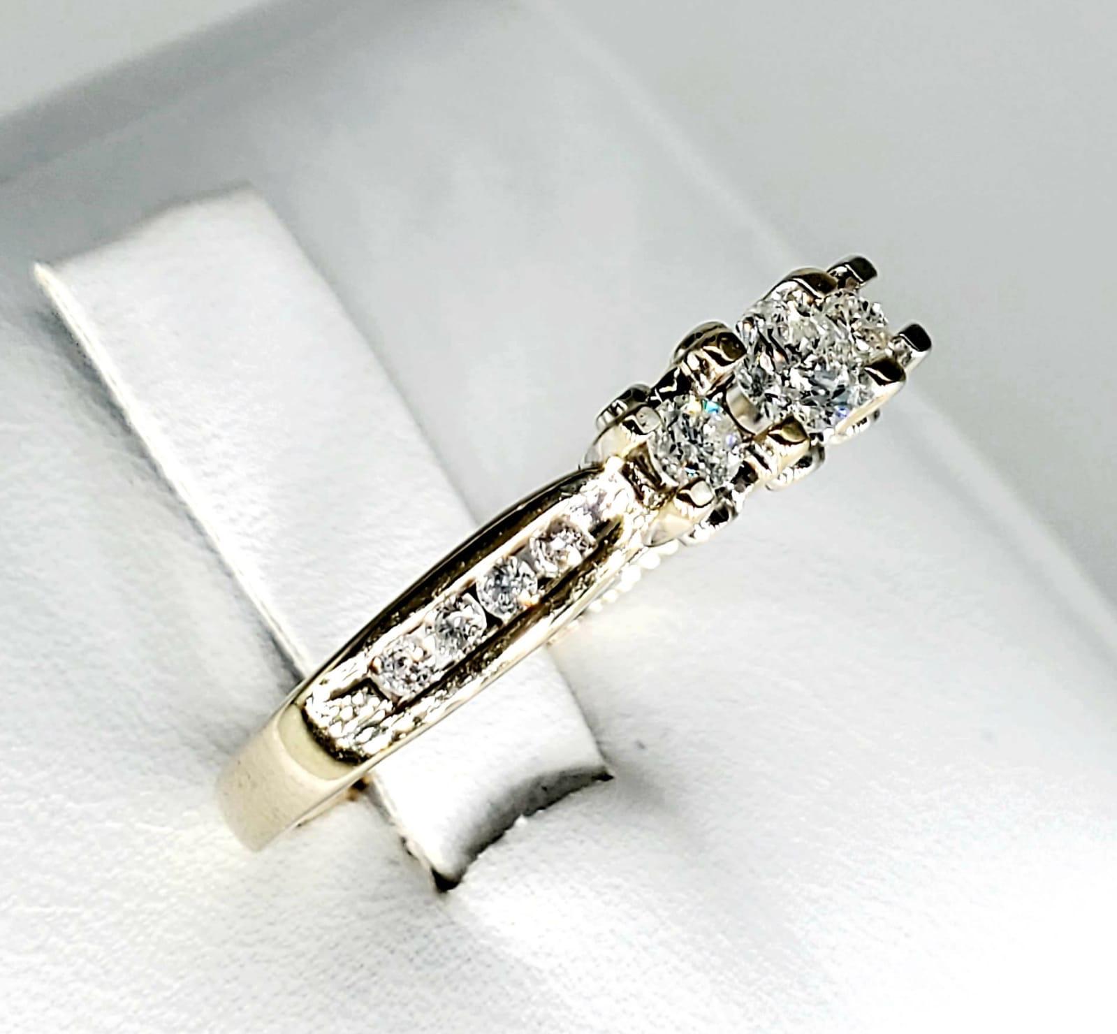 Taille ronde Bague de fiançailles vintage en or 14 carats avec diamants de 1,00 carat en vente