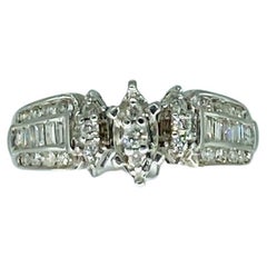 Vintage 1,00 Karat Diamanten Verlobungsring 14k Weißgold