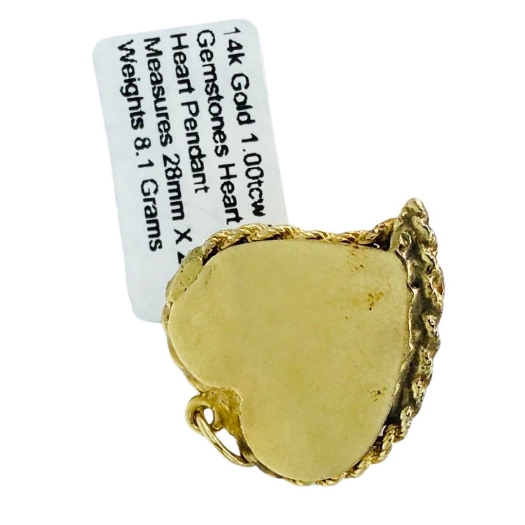Pendentif médaillon vintage en or 14 carats avec cœur en rubis de 1,00 carat en vente 2