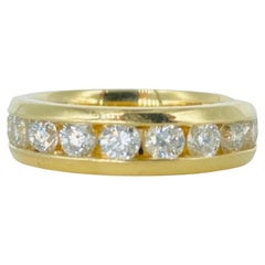 Bague d'éternité vintage élégante en or 14 carats avec diamants ronds d'un poids total de 1,00 carat