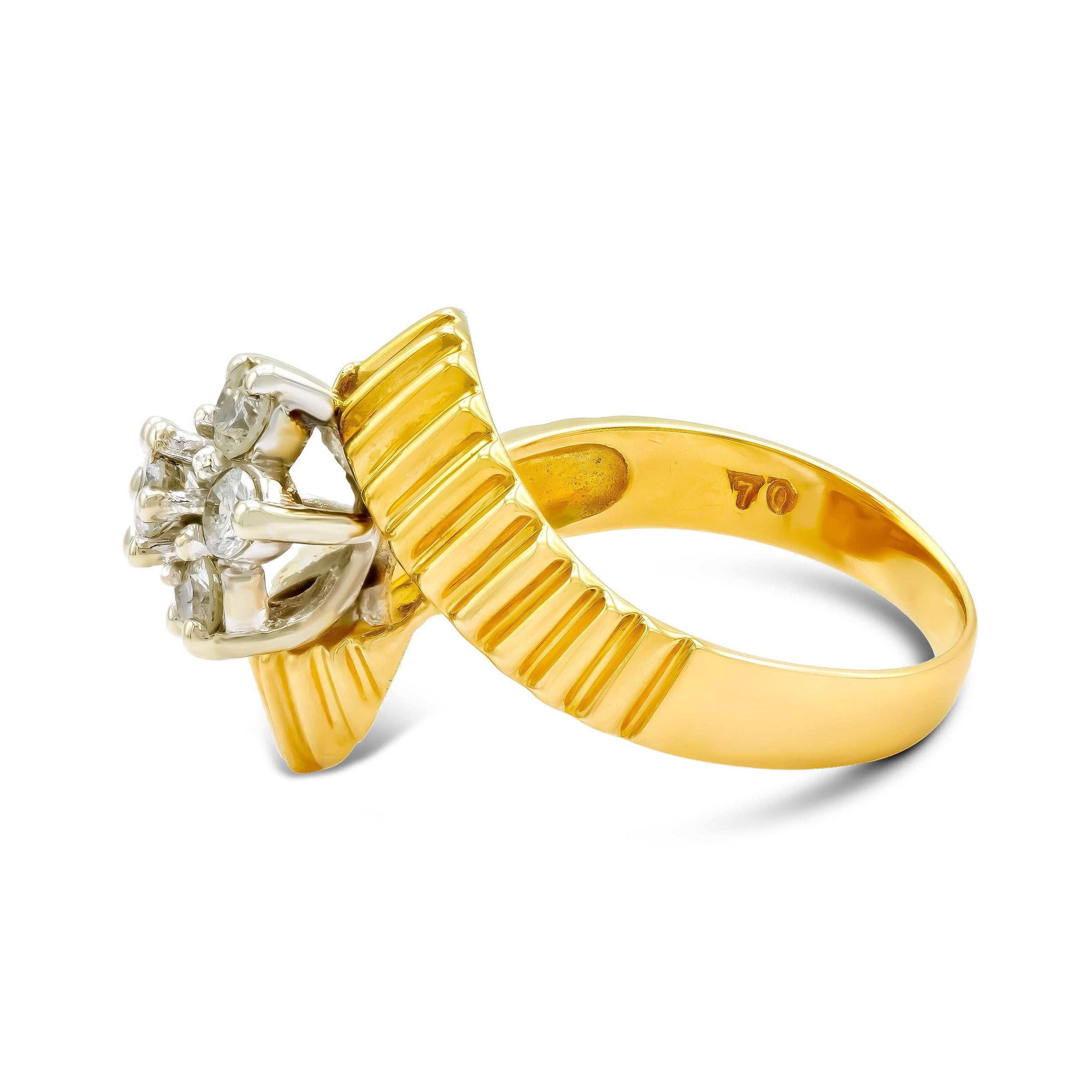 white diamond 14k yellow gold cluster ring 1.00ctw