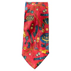 Vintage 100% silk tie with golf club designs