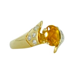 Vintage 1.00 Total Carat Weight Topaz and Diamonds Cluster Ring 14k