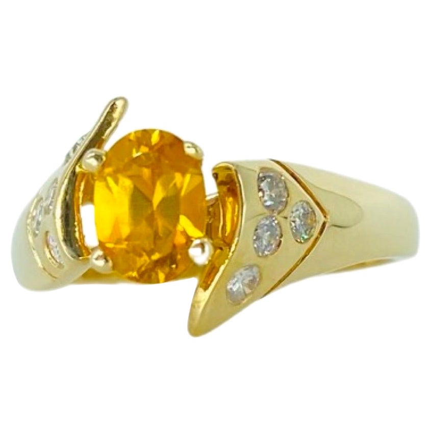 Anello vintage a grappolo con topazio e diamanti, peso totale di 1,00 carati, 14k