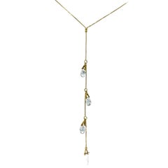Vintage By 10.00 Carat Briolette Cut Graduating Quartz Drop Necklace Oro 18k