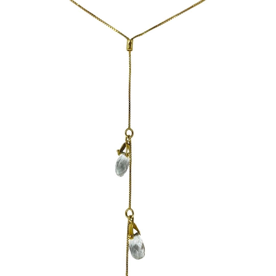 Vintage 10.00 Carat Briolette Cut Graduating Quartz Drop Necklace 18k Gold For Sale 1