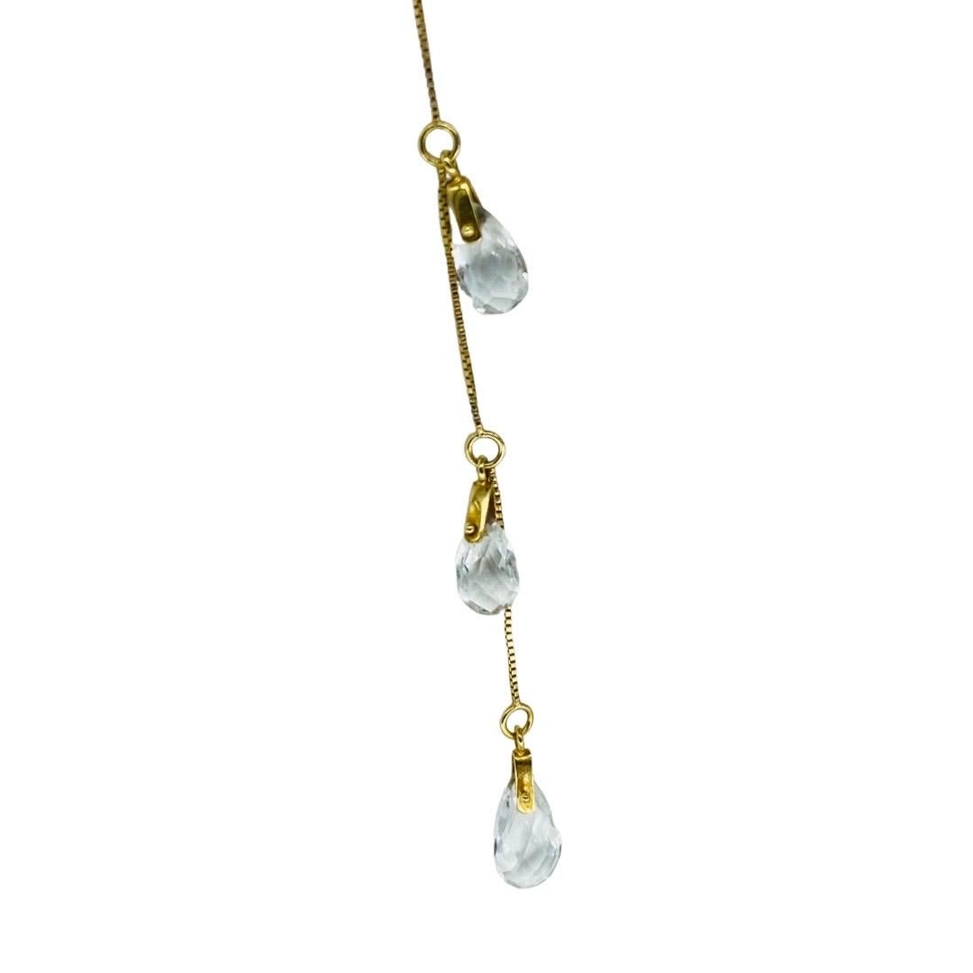 Vintage 10.00 Carat Briolette Cut Graduating Quartz Drop Necklace 18k Gold For Sale 3