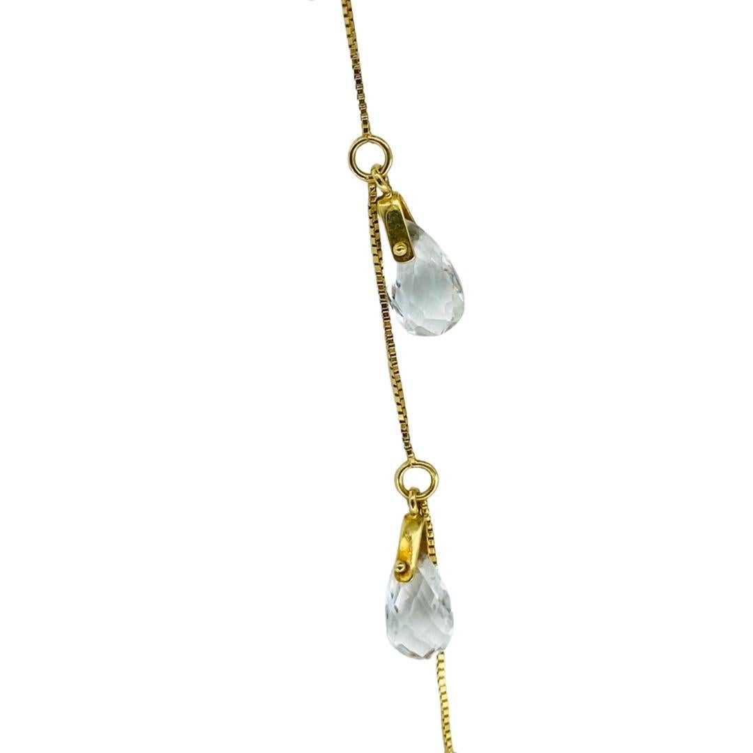 Vintage 10.00 Carat Briolette Cut Graduating Quartz Drop Necklace 18k Gold For Sale 4