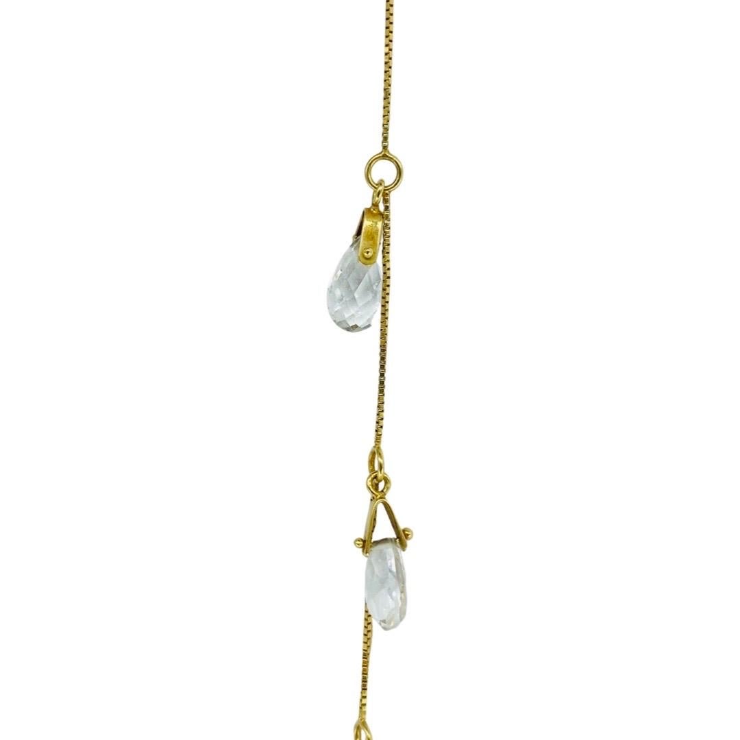 Vintage 10,00 Karat Briolette-Schliff abgestufte Quarz-Tropfen-Halskette 18k Gold im Angebot 4