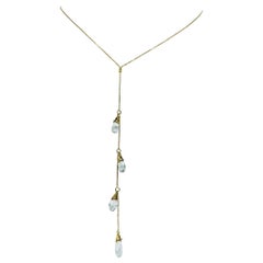 Vintage 10.00 Carat Briolette Cut Graduating Quartz Drop Necklace 18k Gold
