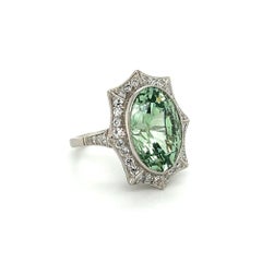 10.00 Carat Merelani Mint Tsavorite Garnet GIA and Diamond Platinum Vintage Ring