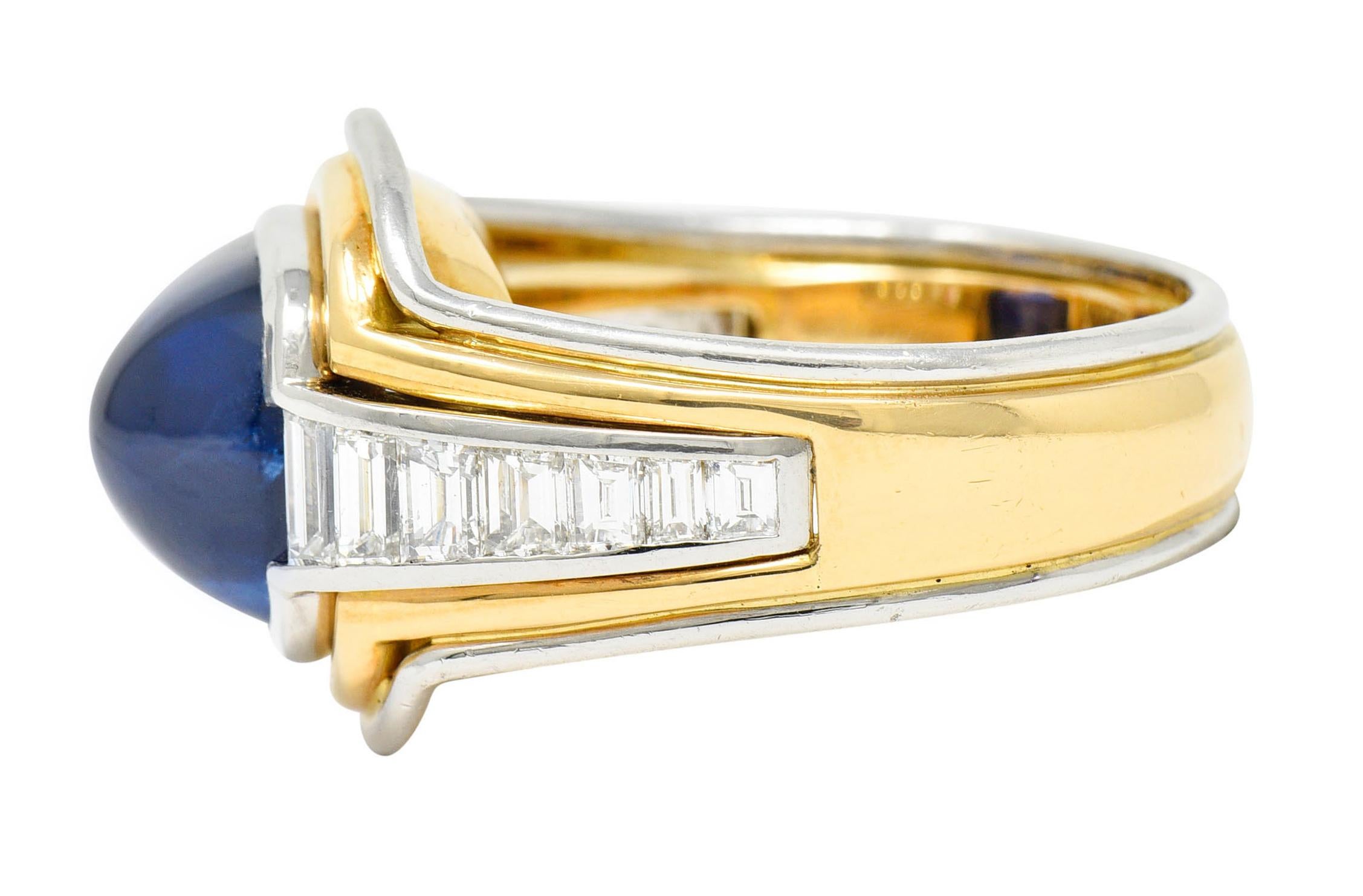Contemporary Vintage 10.00 Carats Sapphire Diamond 18 Karat Two-Tone Men’s Unisex Ring