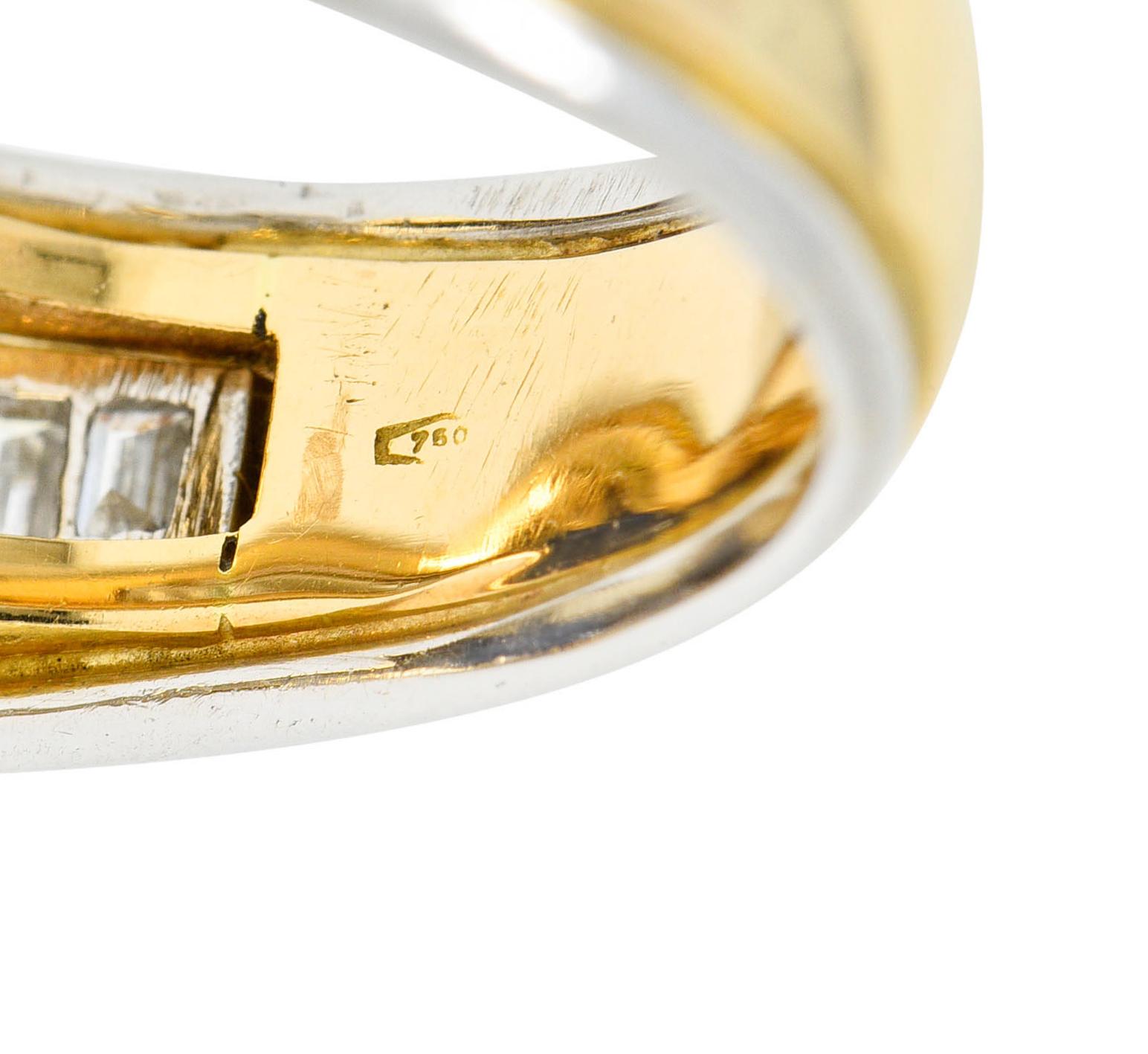 Vintage 10.00 Carats Sapphire Diamond 18 Karat Two-Tone Men’s Unisex Ring In Excellent Condition In Philadelphia, PA