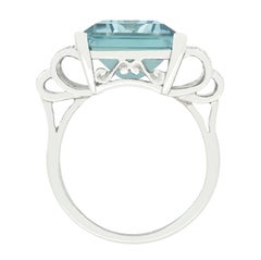 Vintage 10.00ct Aquamarine and Diamond Cocktail Ring, c.1950s