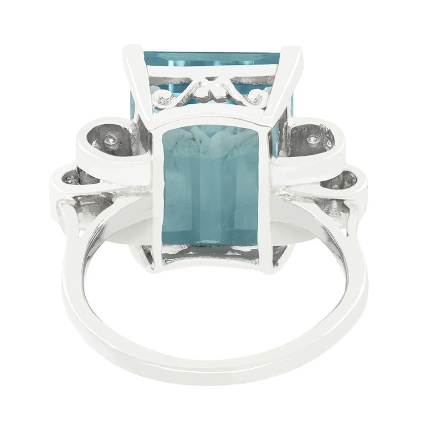 Anillo de cóctel vintage de aguamarina y diamantes de 10,00 ct, c.1950 en Bueno estado para la venta en London, GB