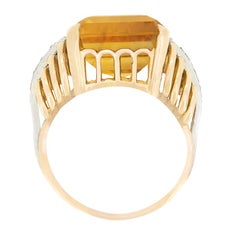 Vintage 10.00ct Citrine and Diamond Cocktail Ring, c.1950s