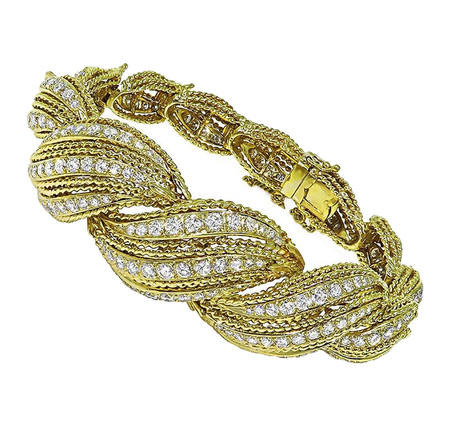 Vintage 10.00ct Diamond 18k Yellow Gold Bracelet