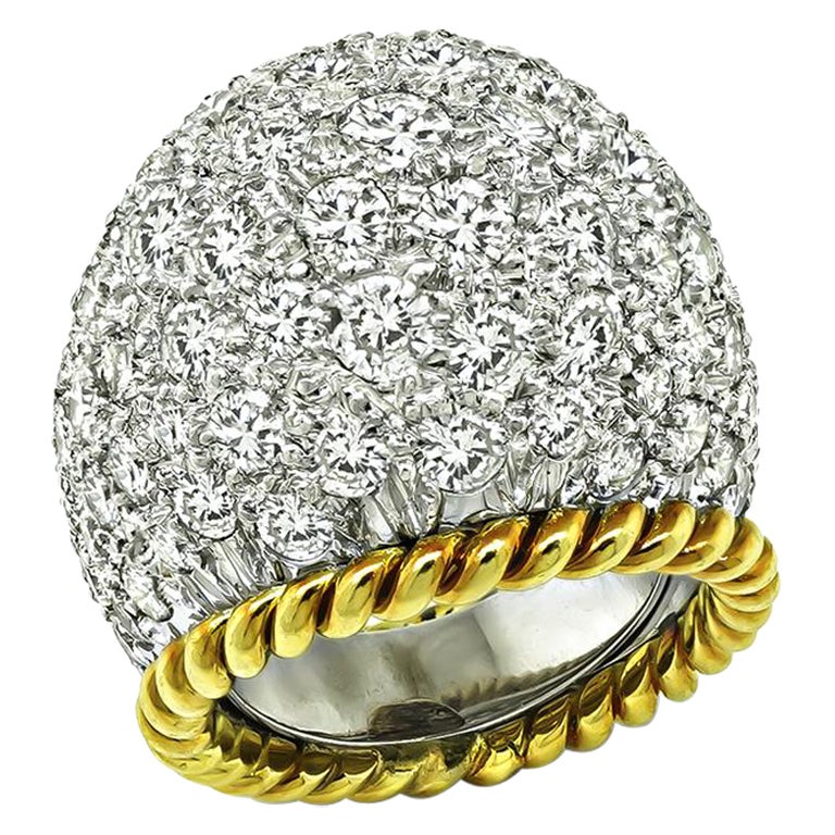 Anillo vintage de oro amarillo y blanco con 10,00 ct de diamantes